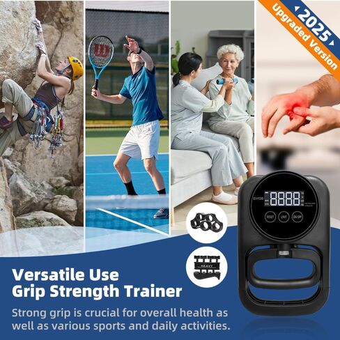 مدرب قوة قبضة اليد - جهاز اختبار قوة القبضة، مقياس قوة اليد، عداد محمول باليد، شاشة LED مريحة 265 رطل / 120 كجم لتقوية الأصابع للرياضة المنزلية والمدرسة وصالة الألعاب الرياضية in Kuwait