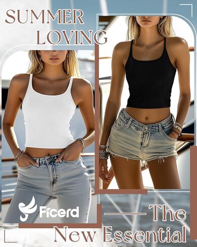 Ficerd 3 Pack Women's Spaghetti Strap Tops Libbbed Tank Scoop Neck Cotton Cric Camisole Slim Mitter Basic Olcypess Layer in Kuwait