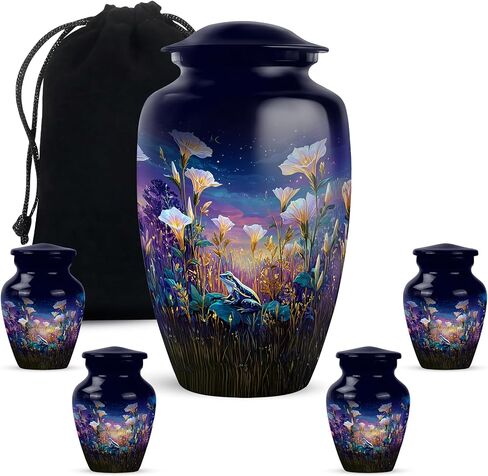 Yatskia Frog with Tulip Flowers Large Memorial Urns for Human Ashes Adult Brother and Sister, Decorative Funeral Urn for Ashes Adult Male, (Classic Large, 10 Inch) in Kuwait