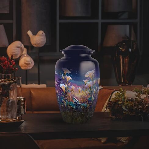 Yatskia Frog with Tulip Flowers Large Memorial Urns for Human Ashes Adult Brother and Sister, Decorative Funeral Urn for Ashes Adult Male, (Classic Large, 10 Inch) in Kuwait