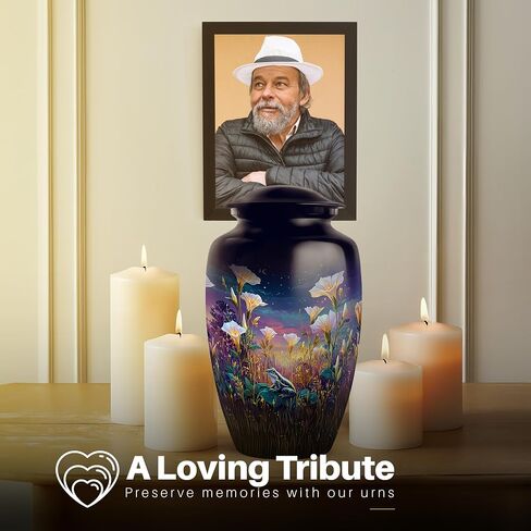 Yatskia Frog with Tulip Flowers Large Memorial Urns for Human Ashes Adult Brother and Sister, Decorative Funeral Urn for Ashes Adult Male, (Classic Large, 10 Inch) in Kuwait