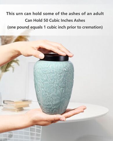 Medium Urn for Ashes for Women,Decorative Floral Ceramic Keepsake Urns for Human Ashes Adult Female,Babies & Pets urn(50 Cubic inch) in Saudi Arabia