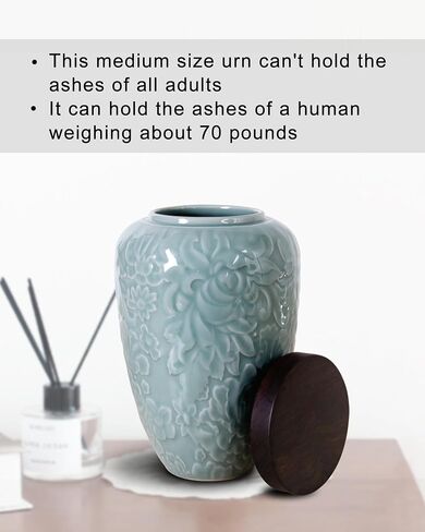 Medium Urn for Ashes for Women,Decorative Floral Ceramic Keepsake Urns for Human Ashes Adult Female,Babies & Pets urn(50 Cubic inch) in Saudi Arabia
