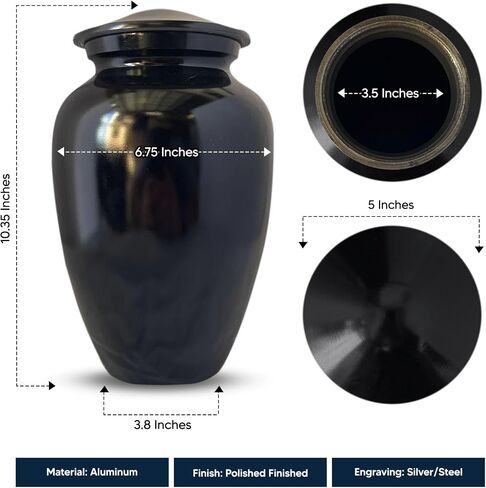 Personalized Human Cremation Urn for Adult Bowlers Ashes Men & Women - Engraved Aluminum Urn with Name & Funny Humorous Gone Bowling 2 Design - Vessel for Bowling Lovers Remains, Black with Silver Rim in Saudi Arabia