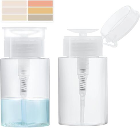 2 Pack Push Down Pump Dispenser, Empty Pump Bottle Dispenser with DlY Lables for Nail Polish, Makeup Remover, Alcohol, Facial Toner 5.1oz/150ML in Saudi Arabia