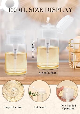 2 Pack Push Down Pump Dispenser, Empty Pump Bottle Dispenser with DlY Lables for Nail Polish, Makeup Remover, Alcohol, Facial Toner 5.1oz/150ML in Saudi Arabia