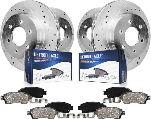 Detroit Axle - Brake Kit for 2015-2020 Chevy Colorado GMC Canyon Drilled and Slotted Disc Brake Rotors Ceramic Brake Pads 2016 2017 2018 2019 Replacement : 12.20" inch Front and 12.76" inch Rear Rotor in Saudi Arabia