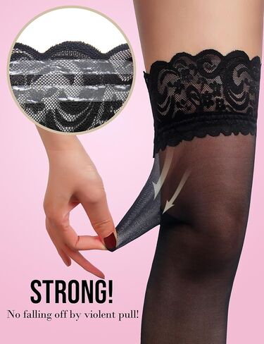 Comeondear Black Sexy Sexy Sheer With With Seam Plus Size Overknees Nylon Sockings مع حزام السيليكون للنساء in Kuwait