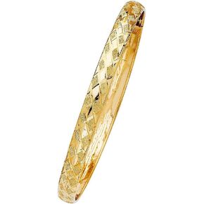 DIMAYA FINE JEWELRY 14k Yellow Gold 7mm Diamond-cut Flexible Bangle Bracelet - 8" in Saudi Arabia