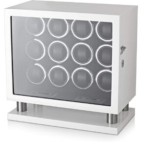 12 ساعة ويندر للساعات التلقائية مع الإضاءة الخلفية LED والتحكم في شاشة LCD (White + Black) in Kuwait