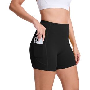 High Waisted Yoga Shorts for Women with Pockets - Buttery Soft Biker Shorts Tummy Control Workout Running Cycling in Saudi Arabia