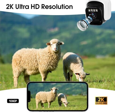 Dual Lens Dual Screen 2K Solar Security Camera Wireless Outdoor 360° View Battery Powered Camera with Spotlight Color Night Vision, PIR Sensor WiFi Home Security System in Saudi Arabia