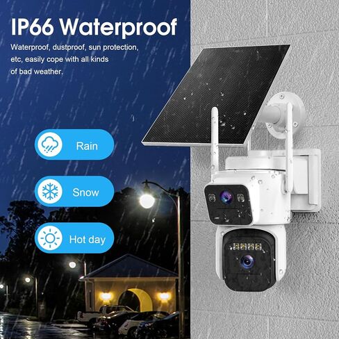 Dual Lens Dual Screen 2K Solar Security Camera Wireless Outdoor 360° View Battery Powered Camera with Spotlight Color Night Vision, PIR Sensor WiFi Home Security System in Saudi Arabia