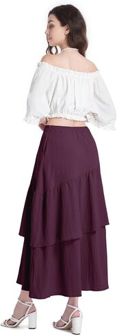 Zando Women's Summer 2025 High Weist Maxi Maxi مع جيوب ، تنورة Midi الطويلة المتدفقات المطوية in Saudi Arabia