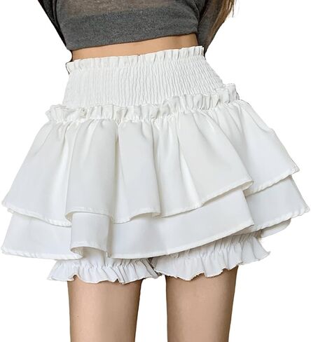 Kawaii Lolita Harajuku Goth Fashion Gothic Clothes Elastic Waist Vintage Layered Short Tiered Skirt in Saudi Arabia
