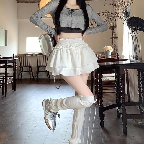 Kawaii Lolita Harajuku Goth Fashion Gothic Clothes Elastic Waist Vintage Layered Short Tiered Skirt in Saudi Arabia