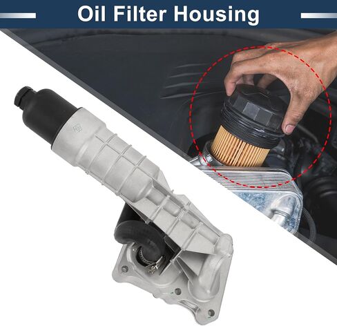 Engine Oil Cooler Oil Filter Housing Adapter Assembly No.2711801410 with O-ring Seals Oil Filter Housing for Mercedes-Benz C250 SLK250 2012-2015 Upgraded Aluminum Alloy Silver Tone in Saudi Arabia