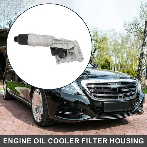 Engine Oil Cooler Oil Filter Housing Adapter Assembly No.2711801410 with O-ring Seals Oil Filter Housing for Mercedes-Benz C250 SLK250 2012-2015 Upgraded Aluminum Alloy Silver Tone in Saudi Arabia