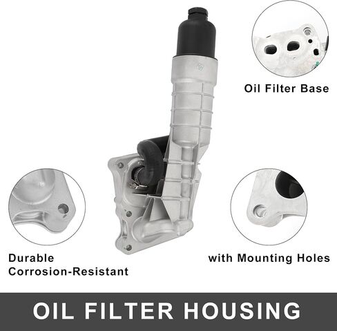 Engine Oil Cooler Oil Filter Housing Adapter Assembly No.2711801410 with O-ring Seals Oil Filter Housing for Mercedes-Benz C250 SLK250 2012-2015 Upgraded Aluminum Alloy Silver Tone in Saudi Arabia