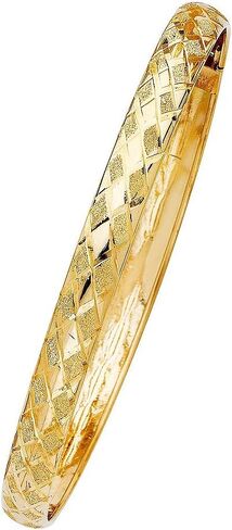 DIMAYA FINE JEWELRY 14k Yellow Gold 7mm Diamond-cut Flexible Bangle Bracelet - 8" in Saudi Arabia