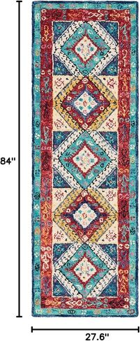 SAFAVIEH Aspen Collection Runner Rug - 2'3" x 7', Blue & Rust, Handmade Boho Tribal Wool, Ideal for High Traffic Areas in Living Room, Bedroom (APN525M) in Saudi Arabia