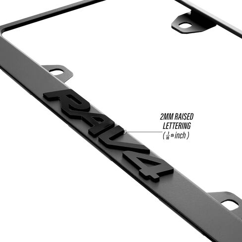 RAV4 License Plate Frame – Stealth Black Powder Coat UV Resistant STAINLESS METAL Plate Holder - One Piece - Compatible with 1994-2025 Rav 4 Rav-4 (3D RAISED LETTER with MOUNTING HARDWARE) in Saudi Arabia