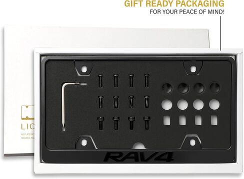 RAV4 License Plate Frame – Stealth Black Powder Coat UV Resistant STAINLESS METAL Plate Holder - One Piece - Compatible with 1994-2025 Rav 4 Rav-4 (3D RAISED LETTER with MOUNTING HARDWARE) in Saudi Arabia