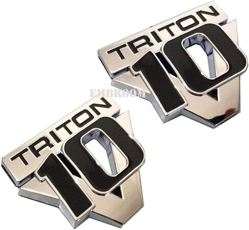 2pcs V10 Triton Emblems, Decals Stickers Emblem Badge Replacement for F Series Trucks (Chrome Black) in Saudi Arabia