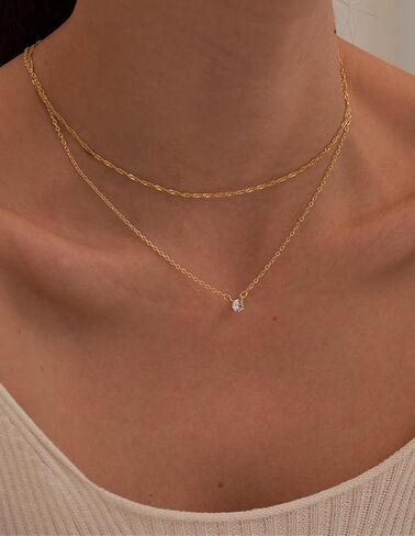 9Pcs 18K Gold Plated Layered Necklaces for Women Simple Paperclip Cuban Chain Pendant Necklace Multilayer Satellite Pearl CZ Coin Moon Triangle Bar Choker Necklace Set Gifts Gold Silver Tone in Saudi Arabia