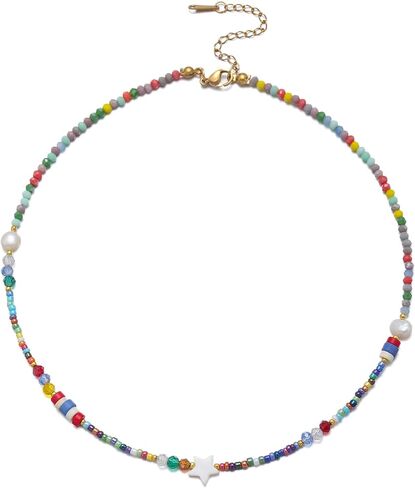 قلادة قلادة الفيروز للنساء ، قلادة من Crystal Bead & Pearl Western مع مجوهرات طاقة حجرية قابلة للتعديل ، Boho Hoded Deled For Gifts in Kuwait