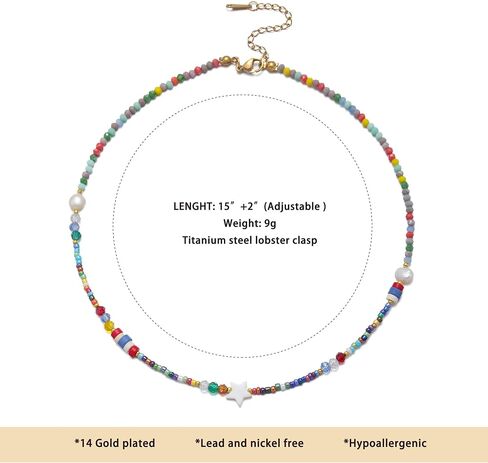 قلادة قلادة الفيروز للنساء ، قلادة من Crystal Bead & Pearl Western مع مجوهرات طاقة حجرية قابلة للتعديل ، Boho Hoded Deled For Gifts in Kuwait