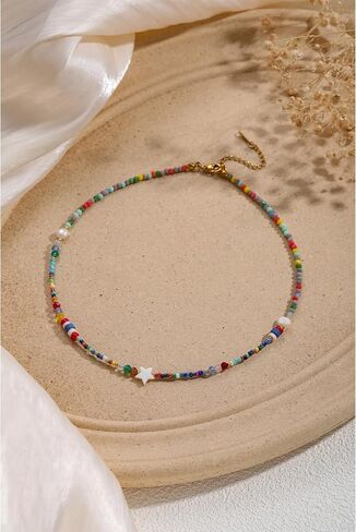 قلادة قلادة الفيروز للنساء ، قلادة من Crystal Bead & Pearl Western مع مجوهرات طاقة حجرية قابلة للتعديل ، Boho Hoded Deled For Gifts in Kuwait