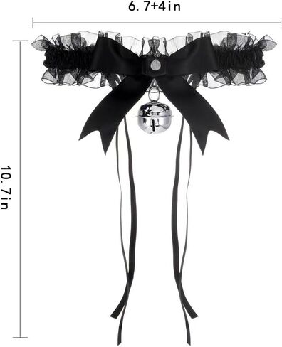 Bow Lace Necklace for Women White Lace Bowknot Bell Choker Necklace Black Elastic lace Collar Necklace Bell Pendant Choker Necklace Cosplay Party Jewelry in Saudi Arabia