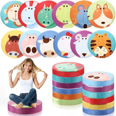 12 Pcs Round Floor Pillows for Kids Carpet Circles Floor Cushions for Classroom 15.35'' Rainbow Circle Flexible Seating Cushions Supplies Group Activity Marker for Kindergarten Playroom in Saudi Arabia
