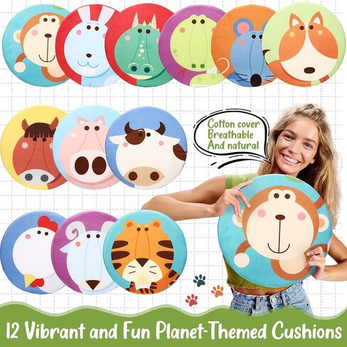 12 Pcs Round Floor Pillows for Kids Carpet Circles Floor Cushions for Classroom 15.35'' Rainbow Circle Flexible Seating Cushions Supplies Group Activity Marker for Kindergarten Playroom in Saudi Arabia