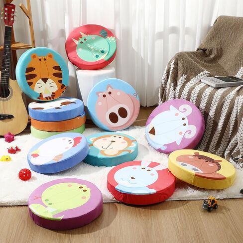 12 Pcs Round Floor Pillows for Kids Carpet Circles Floor Cushions for Classroom 15.35'' Rainbow Circle Flexible Seating Cushions Supplies Group Activity Marker for Kindergarten Playroom in Saudi Arabia