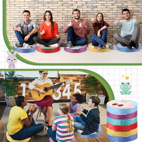 12 Pcs Round Floor Pillows for Kids Carpet Circles Floor Cushions for Classroom 15.35'' Rainbow Circle Flexible Seating Cushions Supplies Group Activity Marker for Kindergarten Playroom in Saudi Arabia