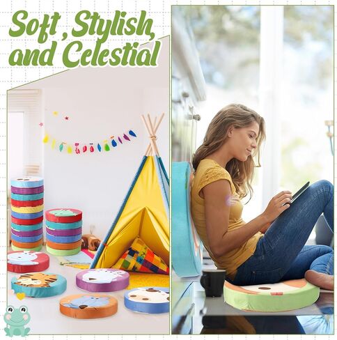 12 Pcs Round Floor Pillows for Kids Carpet Circles Floor Cushions for Classroom 15.35'' Rainbow Circle Flexible Seating Cushions Supplies Group Activity Marker for Kindergarten Playroom in Saudi Arabia