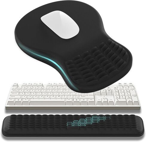 Mekass Ergonomic Mouse Pad and Keyboard Wrist Rest Set, Super Soft Memory Foam Desk Wrist Support for Computer Keyboard, Non-Slip Arm Palm Rests Cushion for Typing Gaming Office (Yeti) in Kuwait