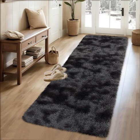 COZYLOOM Runner Rug 2x6 Shag Fluffy Area Rug Soft Plush Furry Rugs Runner Non Slip Bottom Runner Extra Comfy Plush Hallway Rug for Girls Kids Room Bedroom Nursery Dorm,Tie Dye Coffee in Saudi Arabia