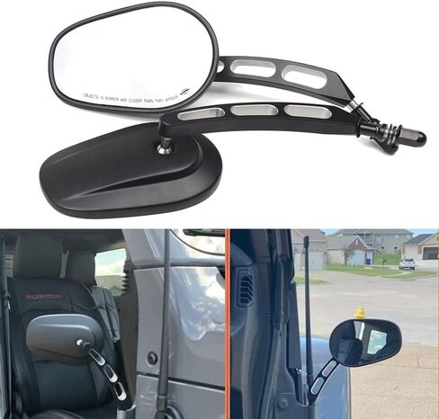 1 Pair Door Hinge Mirrors of Adventure Off-Road Qucik Release for Jeep Wrangler JK JKU TJ LJ CJ YJ (Black with 3 hole) in Saudi Arabia