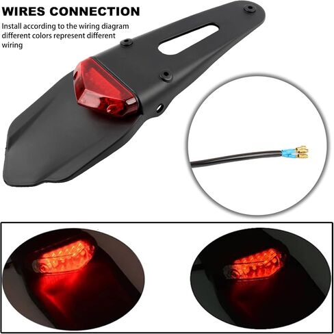 Motorcycle Rear Fender Brake Tail Light,Dirt Bike 12V LED Stop Signal Brake Lamp for Suzuki Husqvarna TE250 TE300 RMZ250 RMZ450 DRZ40-Black Red in Saudi Arabia