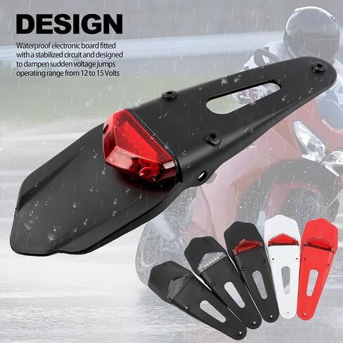 Motorcycle Rear Fender Brake Tail Light,Dirt Bike 12V LED Stop Signal Brake Lamp for Suzuki Husqvarna TE250 TE300 RMZ250 RMZ450 DRZ40-Black Red in Saudi Arabia
