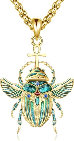 Ankh Cross/Scarab/Anubis/Nefertiti Necklace 925 Sterling Silver Pendant Necklace Egyptian Jewelry Gifts for Men Women in Kuwait