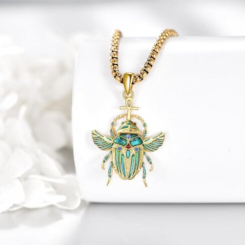 Ankh Cross/Scarab/Anubis/Nefertiti Necklace 925 Sterling Silver Pendant Necklace Egyptian Jewelry Gifts for Men Women in Kuwait