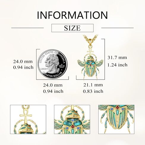 Ankh Cross/Scarab/Anubis/Nefertiti Necklace 925 Sterling Silver Pendant Necklace Egyptian Jewelry Gifts for Men Women in Kuwait