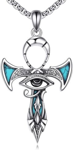 Ankh Cross/Scarab/Anubis/Nefertiti Necklace 925 Sterling Silver Pendant Necklace Egyptian Jewelry Gifts for Men Women in Kuwait