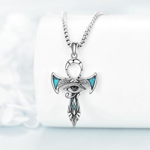 Ankh Cross/Scarab/Anubis/Nefertiti Necklace 925 Sterling Silver Pendant Necklace Egyptian Jewelry Gifts for Men Women in Kuwait