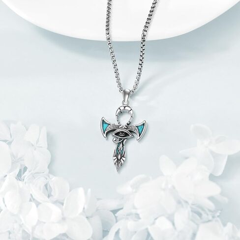 Ankh Cross/Scarab/Anubis/Nefertiti Necklace 925 Sterling Silver Pendant Necklace Egyptian Jewelry Gifts for Men Women in Kuwait