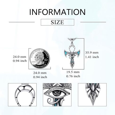 Ankh Cross/Scarab/Anubis/Nefertiti Necklace 925 Sterling Silver Pendant Necklace Egyptian Jewelry Gifts for Men Women in Kuwait